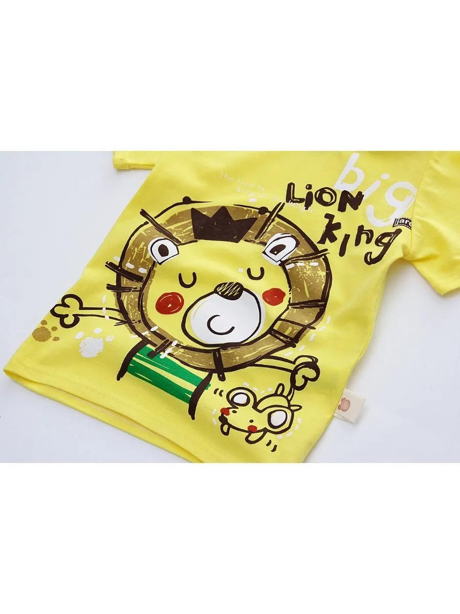 2-Piece Outfit Cartoon Lion Home Wear T-shirt Matching Shorts Summer