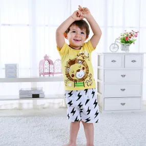 2-Piece Outfit Cartoon Lion Home Wear T-shirt Matching Shorts Summer