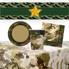 Army Camouflage Tableware Pack for 8 With FREE Banner!