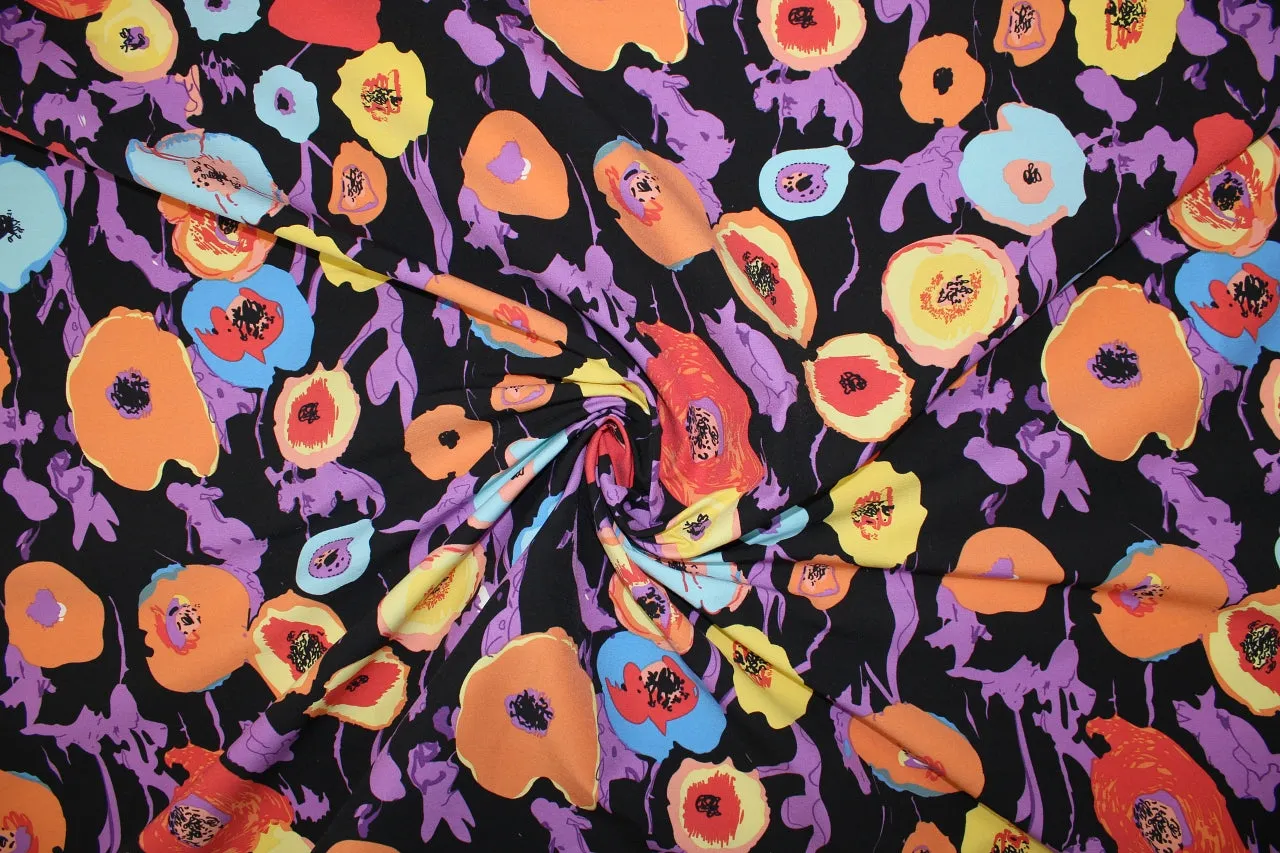 Avenue M0ntaigne Floral Stretch Twill - Multi on Black