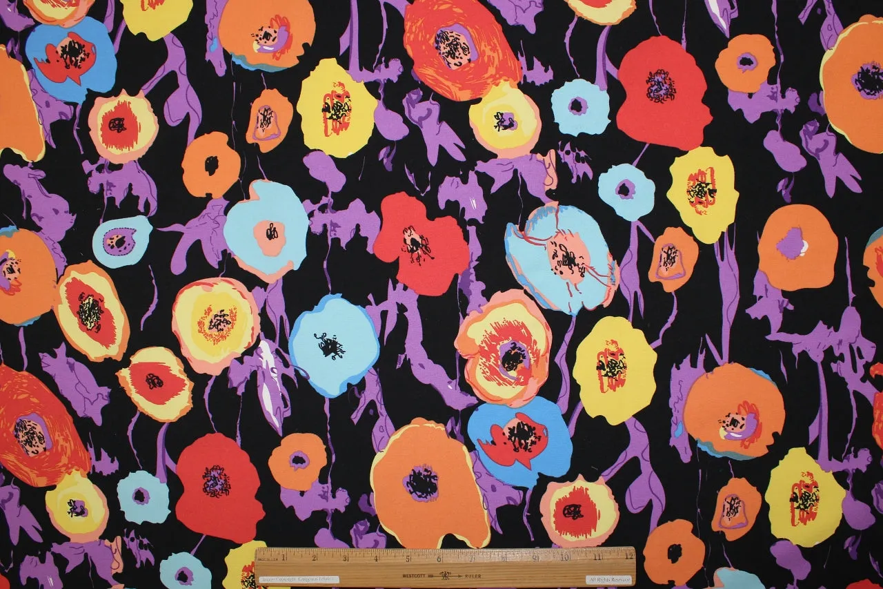 Avenue M0ntaigne Floral Stretch Twill - Multi on Black