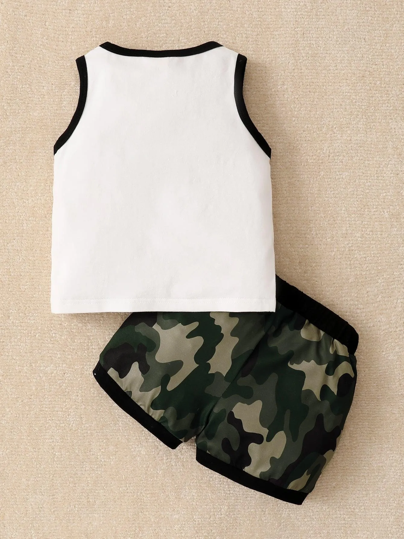 Baby Boy NEW MAN Print Tank Top And Camouflage Shorts Baby Boy Clothing Sets