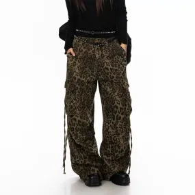 BB Drawstring Leopard Print Cargo Pants
