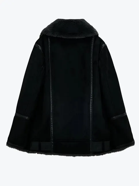Belted Suede Fur Moto Jacket