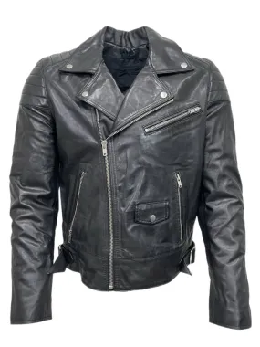 BLK DNM Men's Black Moto Leather Jacket 31 NWT