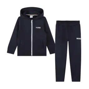 BOSS Kids Logo Navy Two-Piece Tracksuit Set