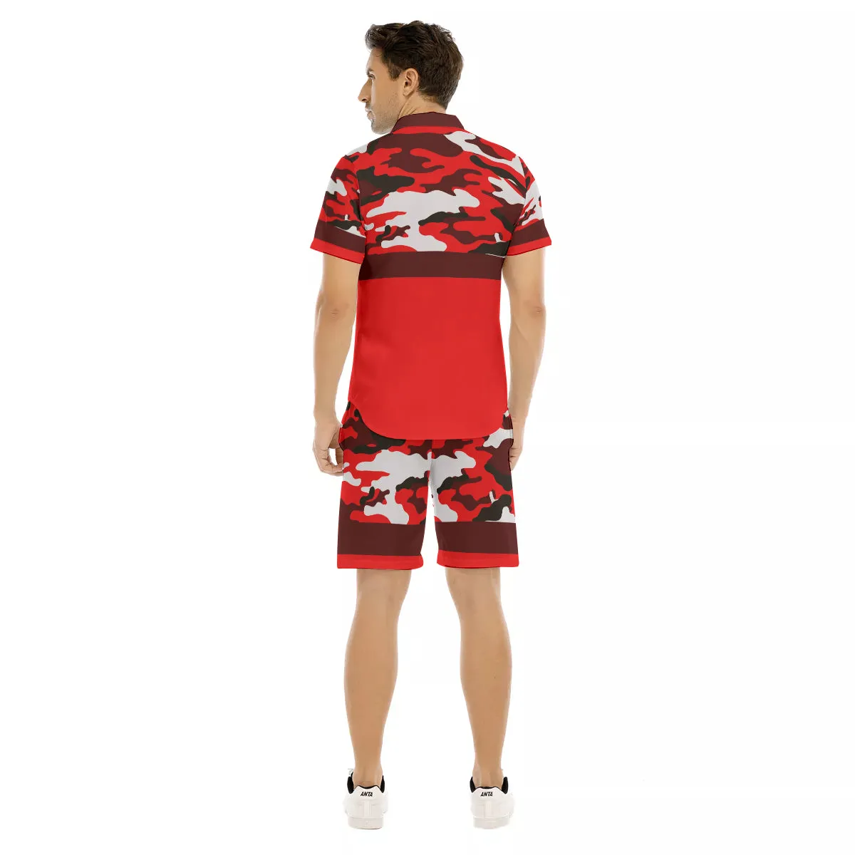 CAMOUFLAGE RED Men's Short Sleeve Shirt Sets