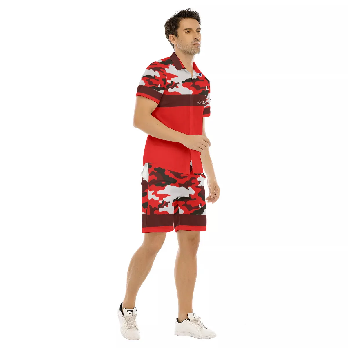 CAMOUFLAGE RED Men's Short Sleeve Shirt Sets