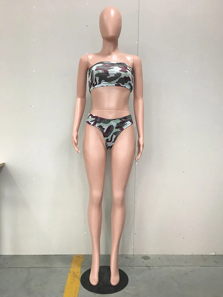 Camouflage Two Piece Sets #Two Piece #Strapless #Camo