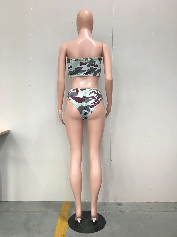 Camouflage Two Piece Sets #Two Piece #Strapless #Camo