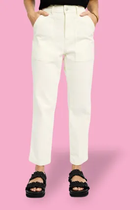 Carrot Leg Stretch Jeans in Milk