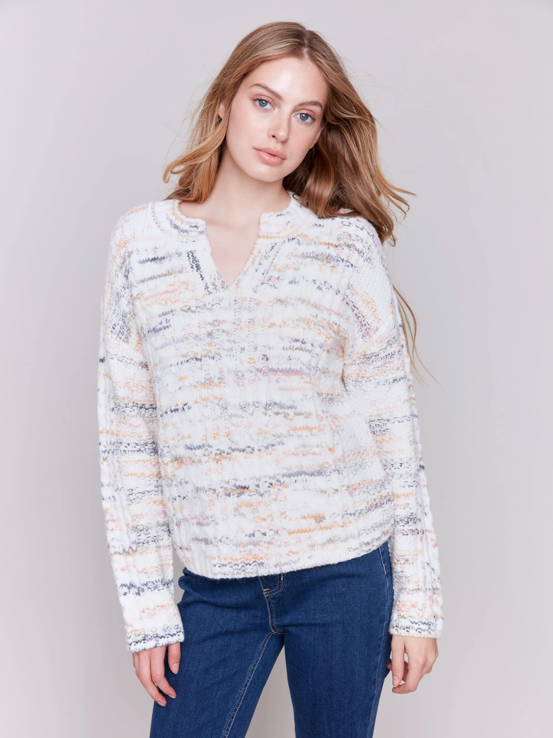 Charlie B Long Sleeve Cable Sweater