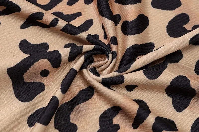 Chic Leopard Print Evening Maxi Dress with Flared Sleeves