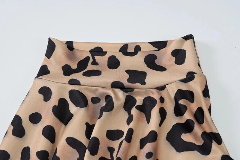 Chic Leopard Print Evening Maxi Dress with Flared Sleeves