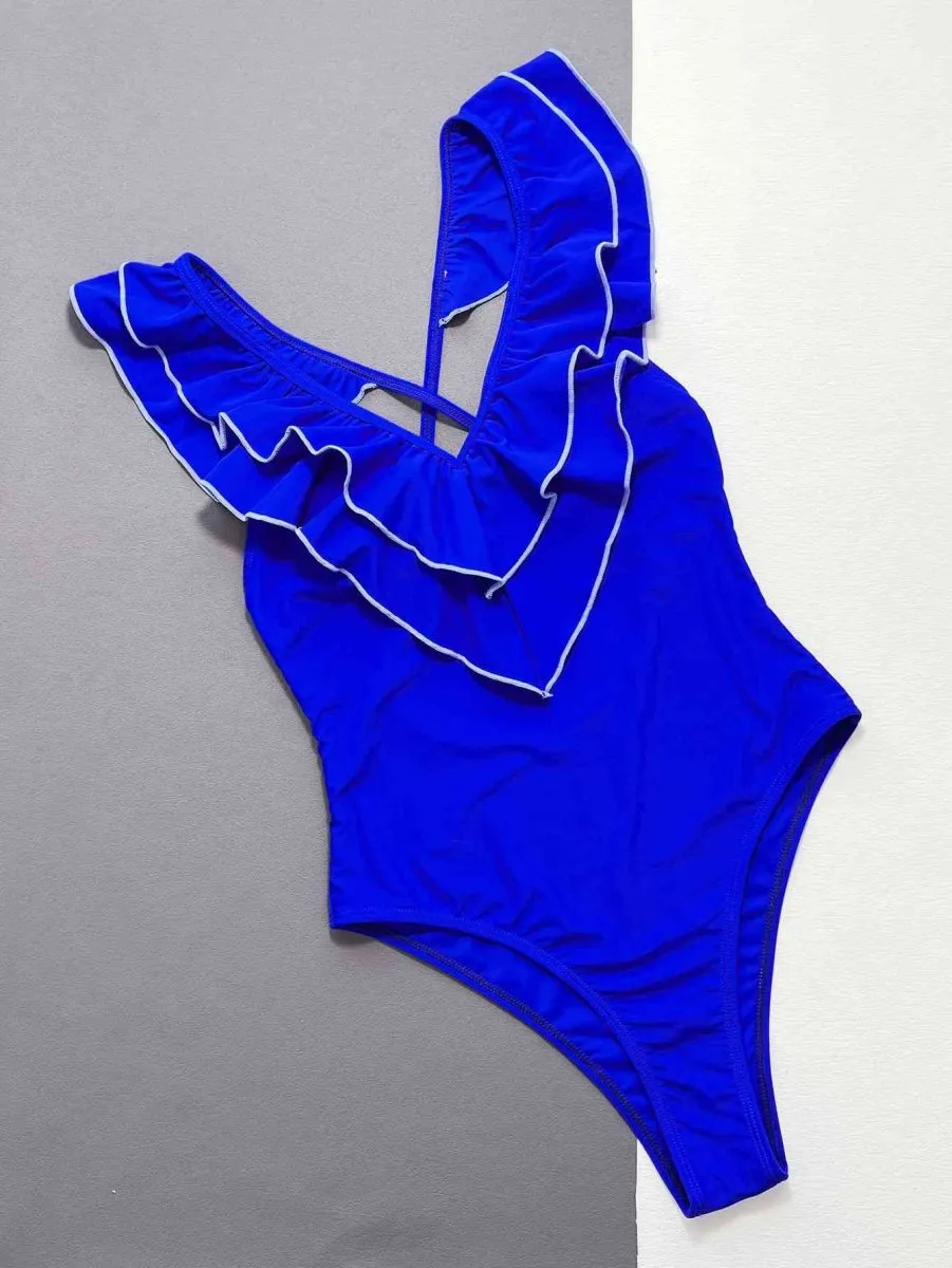 Coral Cove Backless One Piece Blue Swimsuit