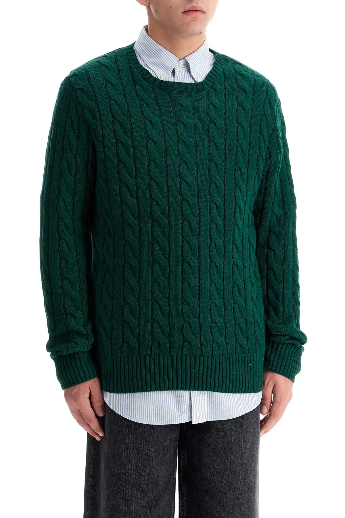 cotton cable knit pullover sweater 710775885509 VINTAGE PINE