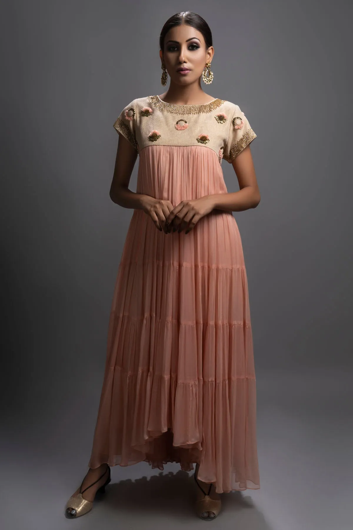 Cut Pipe Work Embellished Gown