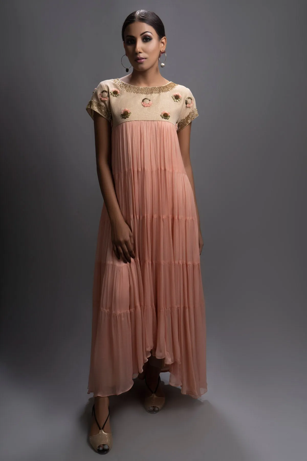 Cut Pipe Work Embellished Gown
