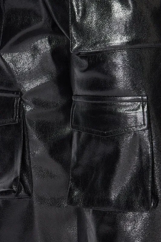 Dawn Metallic Cargo Pocket High Waist Pants