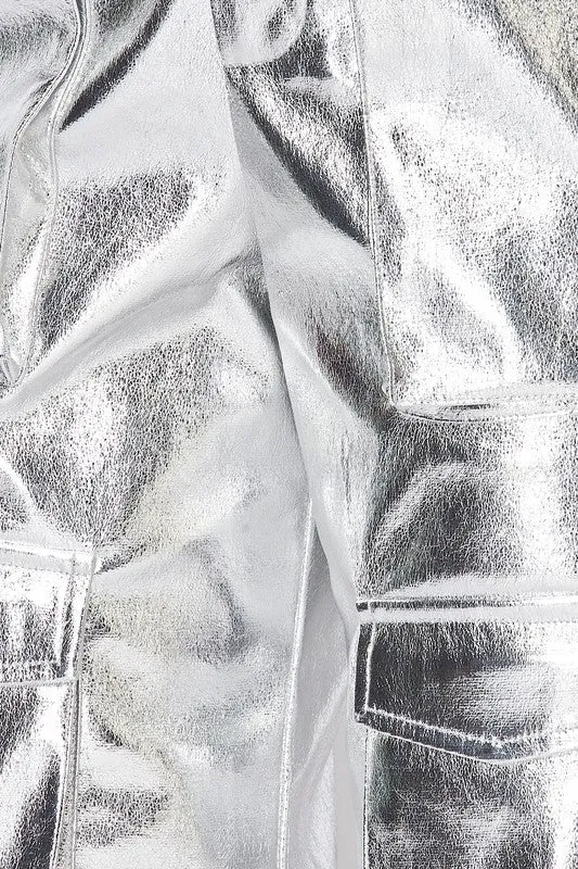 Dawn Metallic Cargo Pocket High Waist Pants