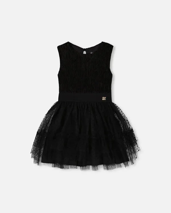 Deux Par Deux girls sleeveless dress with tulle skirt