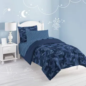 Dream Factory Geo Camo 7-Piece Bed in a Bag Comforter Set Blue Camouflage