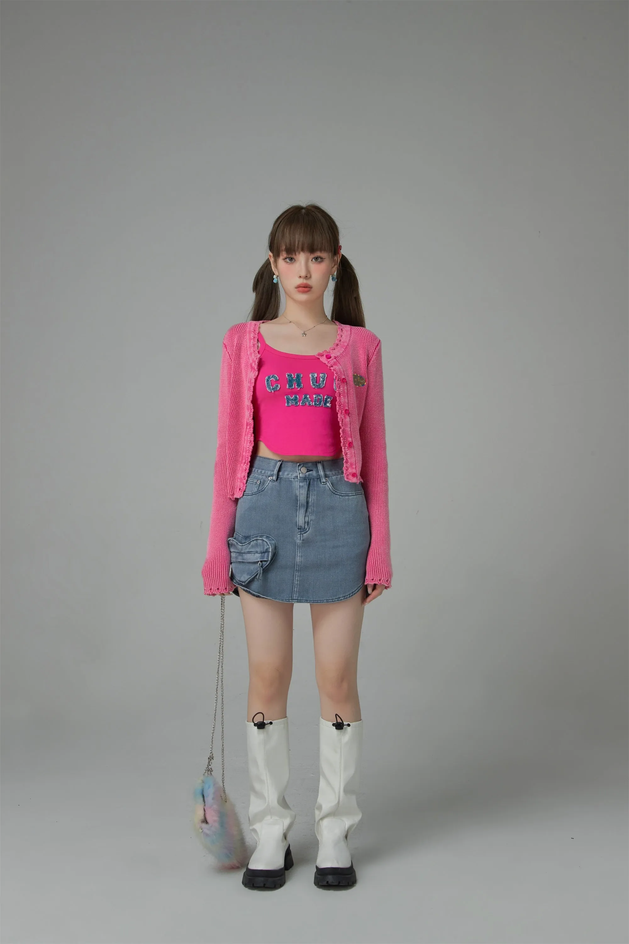 Fill Hem Ribbed Crop Cardigan