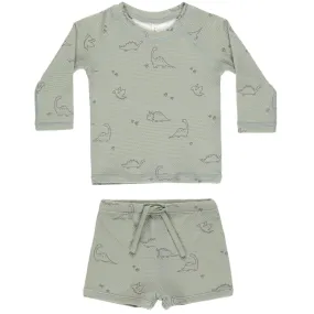 Finn Rashguard   Short Set in Dino by Quincy Mae