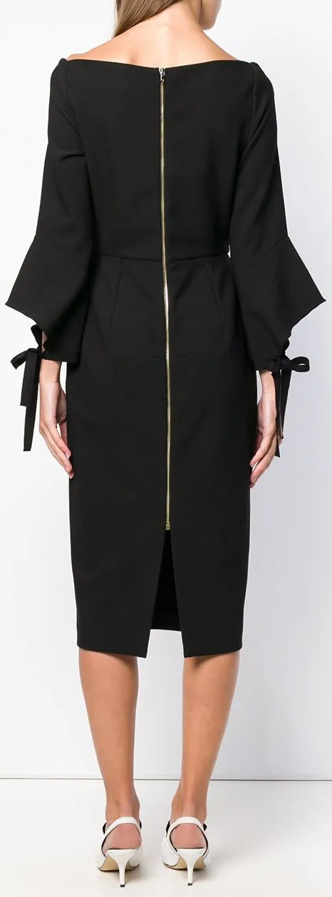 Flared Sleeve Dress, Black