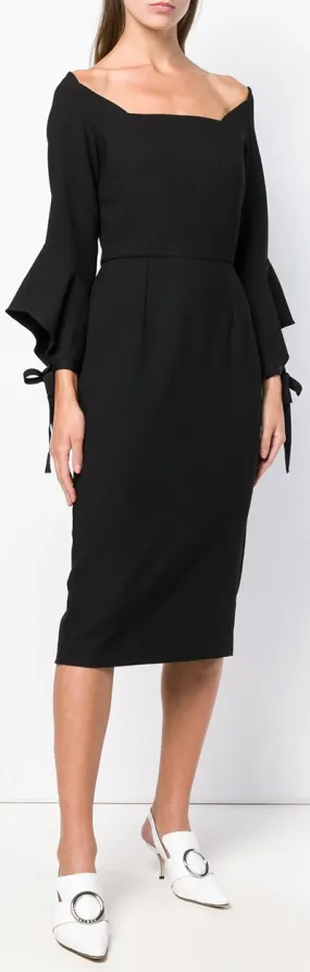 Flared Sleeve Dress, Black