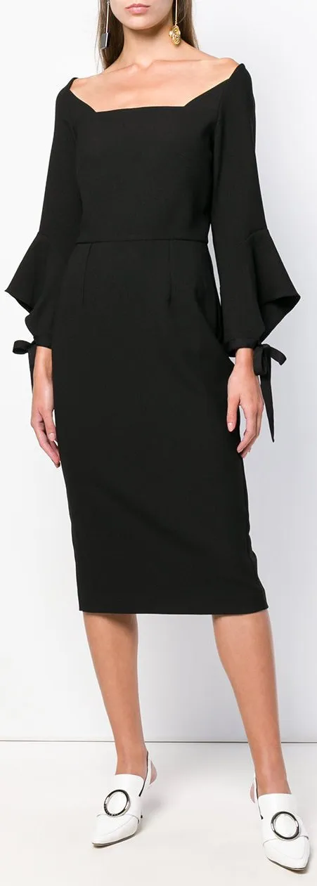 Flared Sleeve Dress, Black