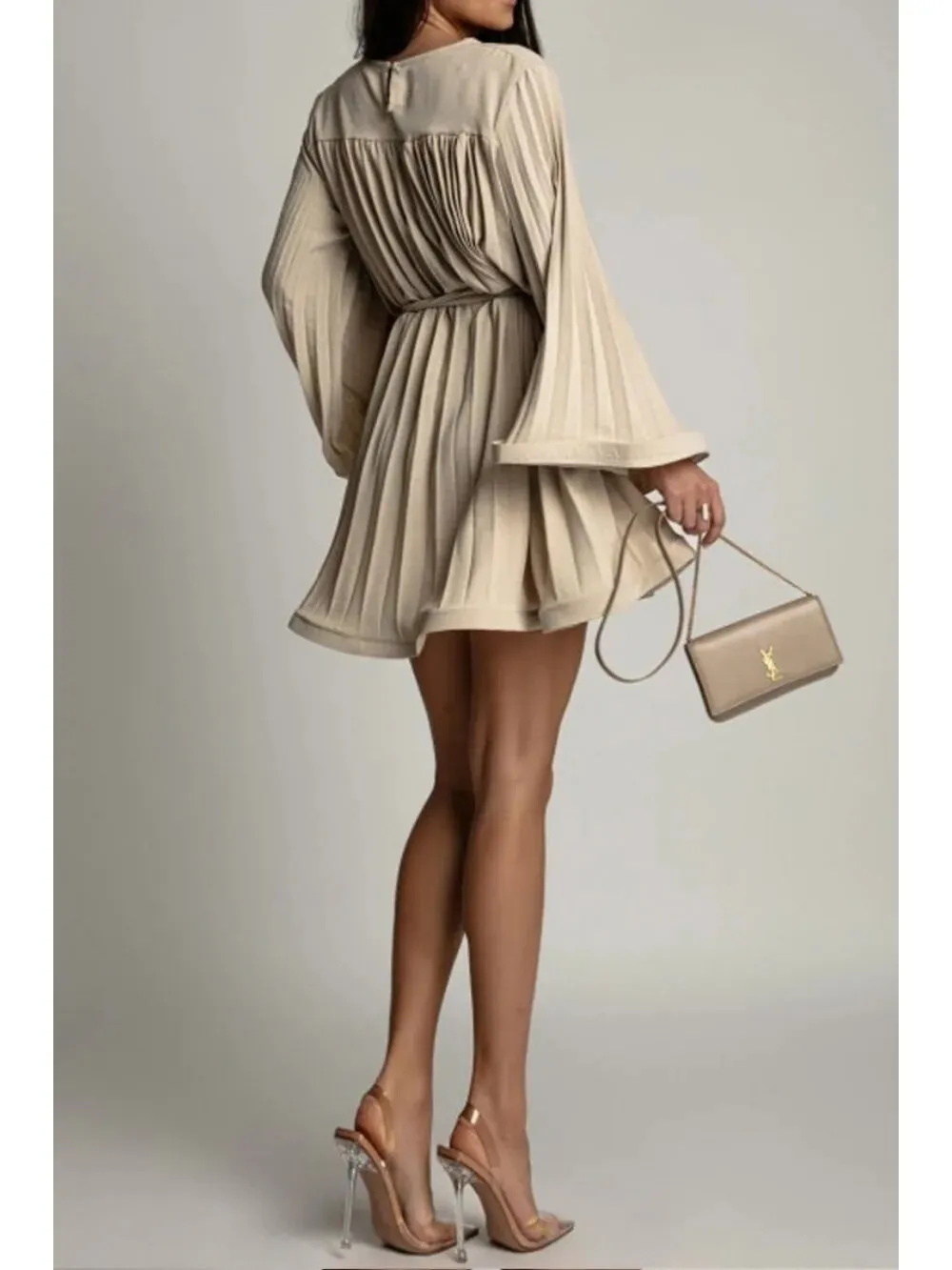 Flared Sleeve Round Neck Elegant Mini Dress