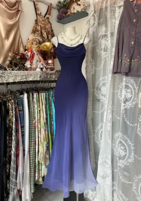 Gradient Spaghetti Straps Mermaid Vintage Long Prom Dress Formal Party Dress, D329
