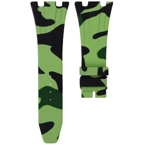 GREEN CAMO RUBBER STRAP FOR AUDEMARS PIGUET ROYAL OAK OFFSHORE 42MM DEPLOYANT CLASP