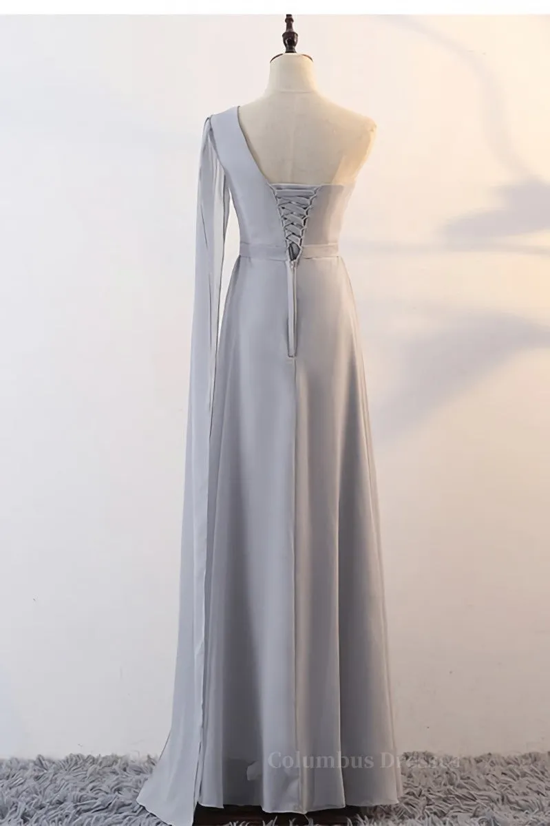 Grey Chiffon Long Mismatched Bridesmaid Dresses