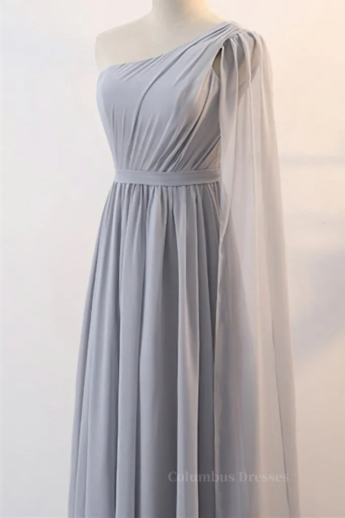 Grey Chiffon Long Mismatched Bridesmaid Dresses