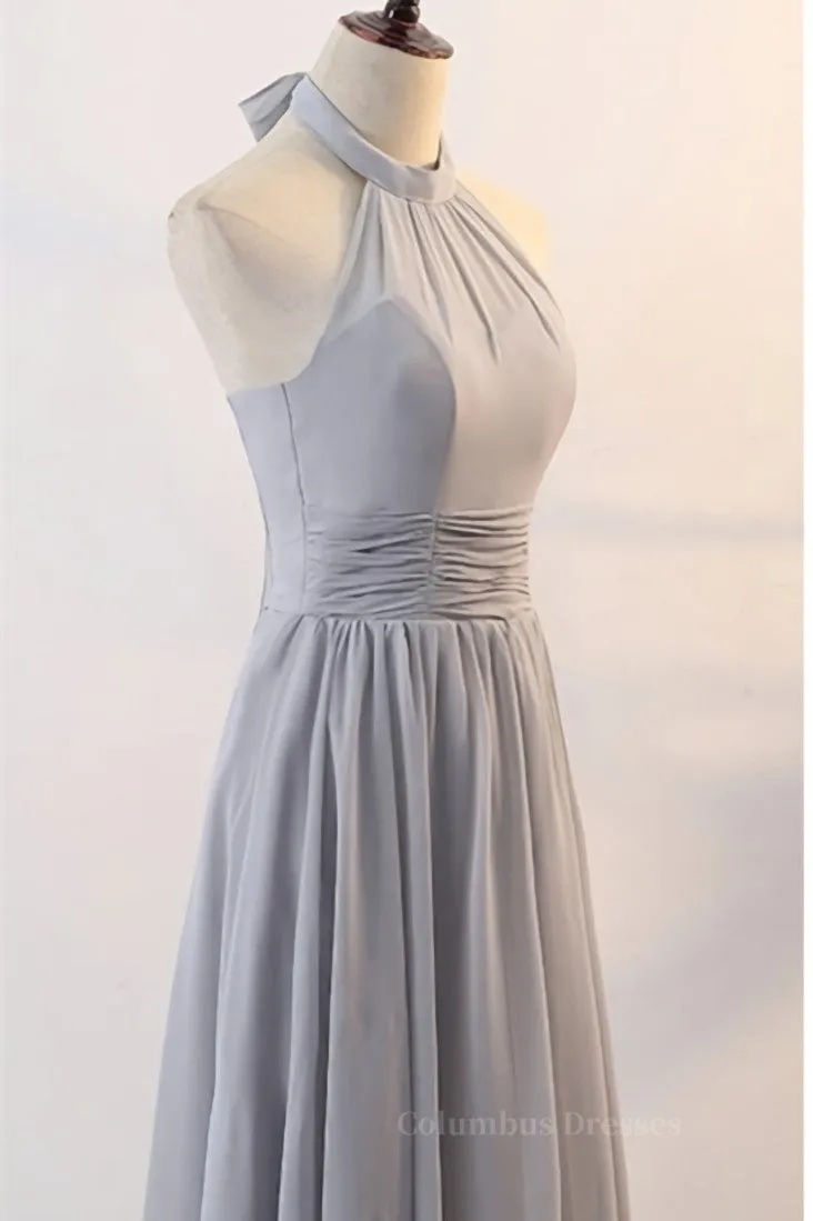 Grey Chiffon Long Mismatched Bridesmaid Dresses
