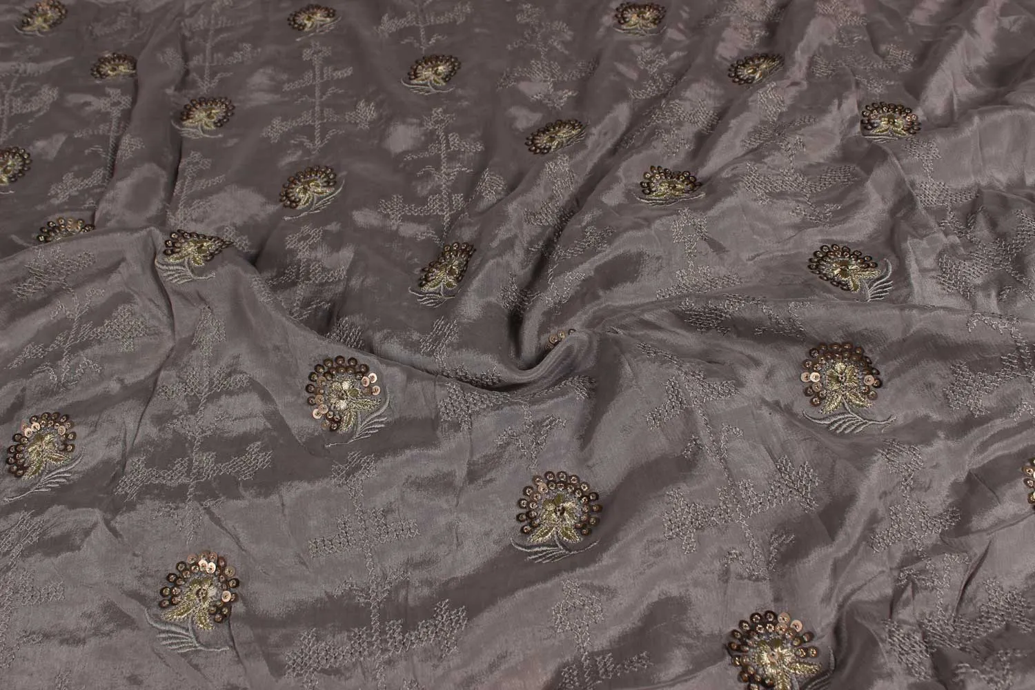 Grey Chinon Chiffon Fabric