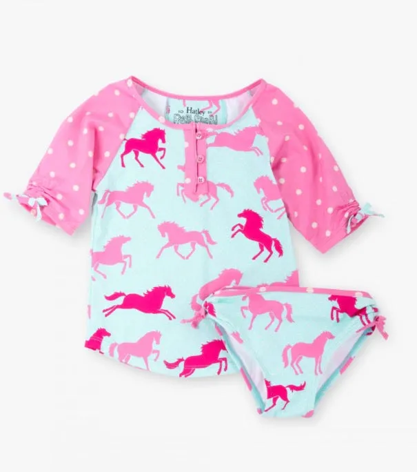 Hatley Ponies & Polka Dots Rash Guard Set