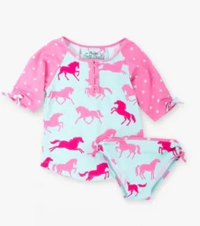 Hatley Ponies & Polka Dots Rash Guard Set