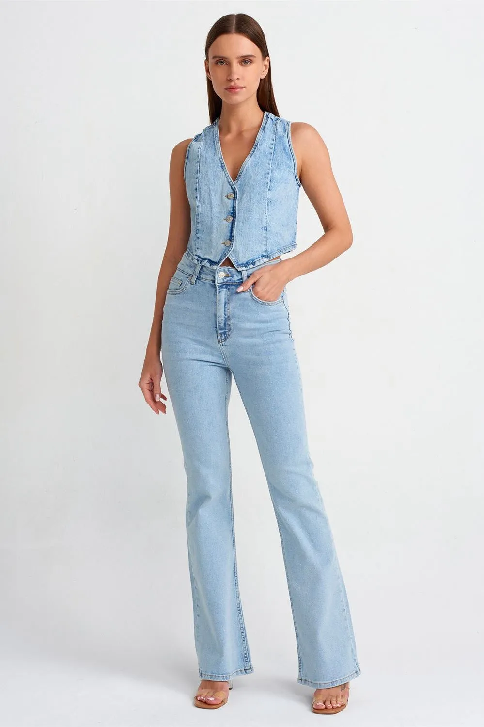 High Waist Stretch Fit Flared Jeans