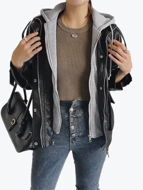 Hooded Zipper Moto Jacket