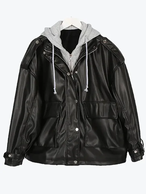 Hooded Zipper Moto Jacket