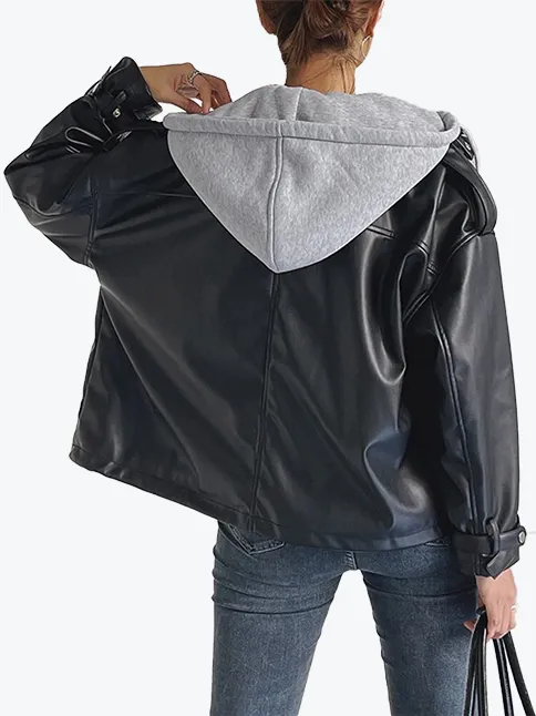 Hooded Zipper Moto Jacket
