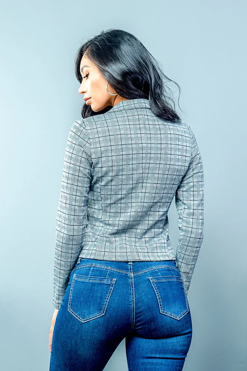 Houndstooth Cropped Blazer in Size S, M, or L