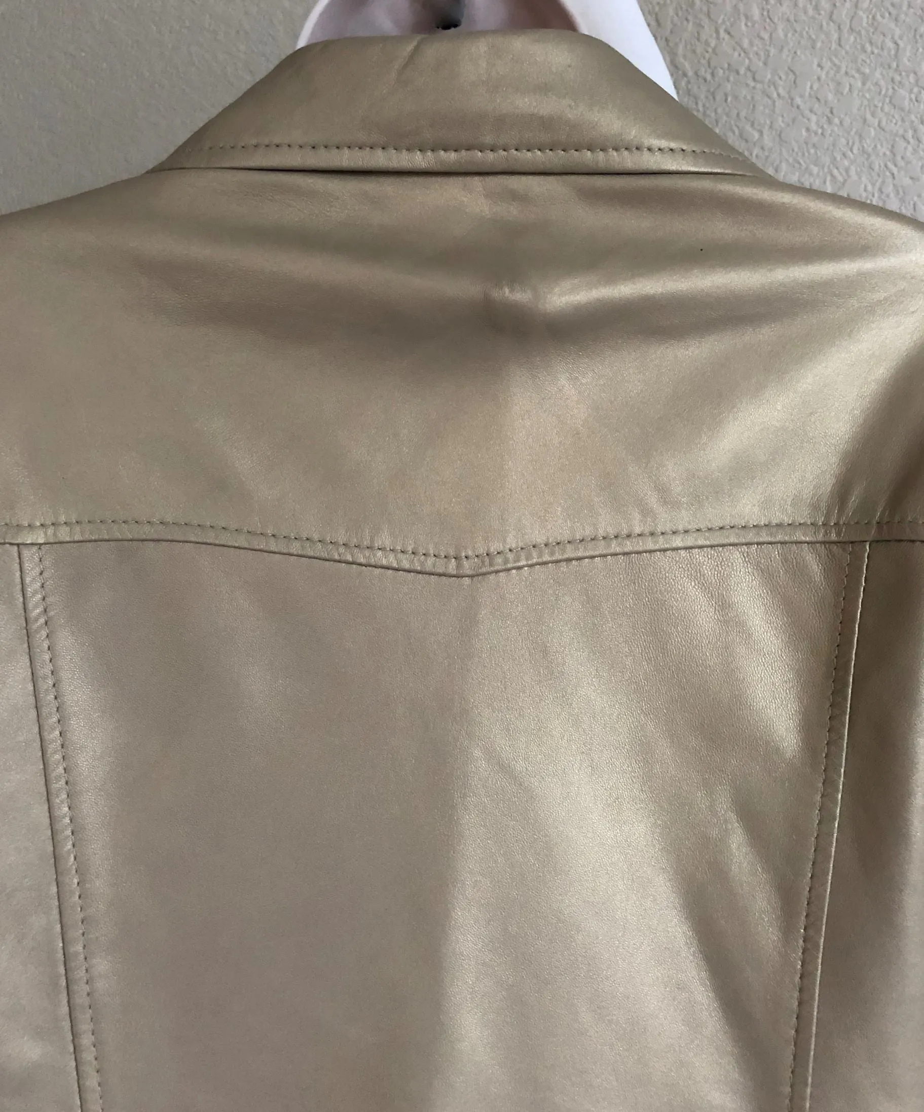 Identify Size 10 Gold Leather Moto Jacket