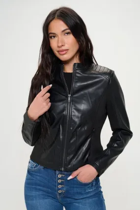 Khloe Zip Up Vegan Moto Jacket