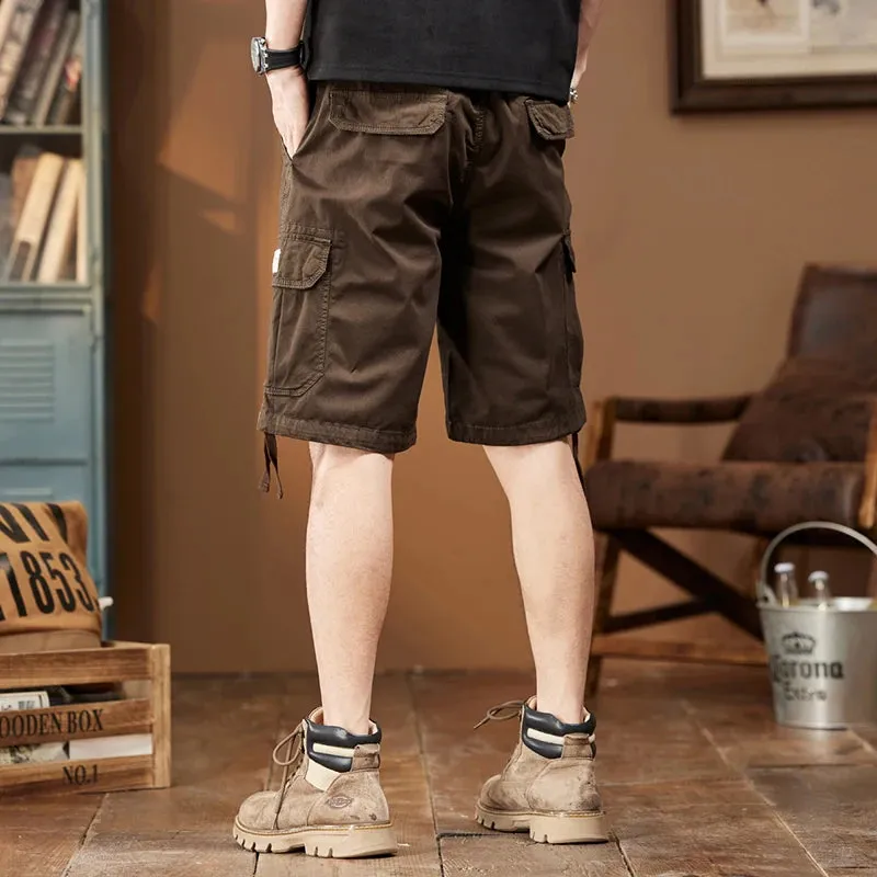 KSTUN 2024 Men Shorts Pants Stretch Cargo Shorts Elastic Waist Overalls Outdoor Beach Casual Shorts Men's Clothing Man New Kpop