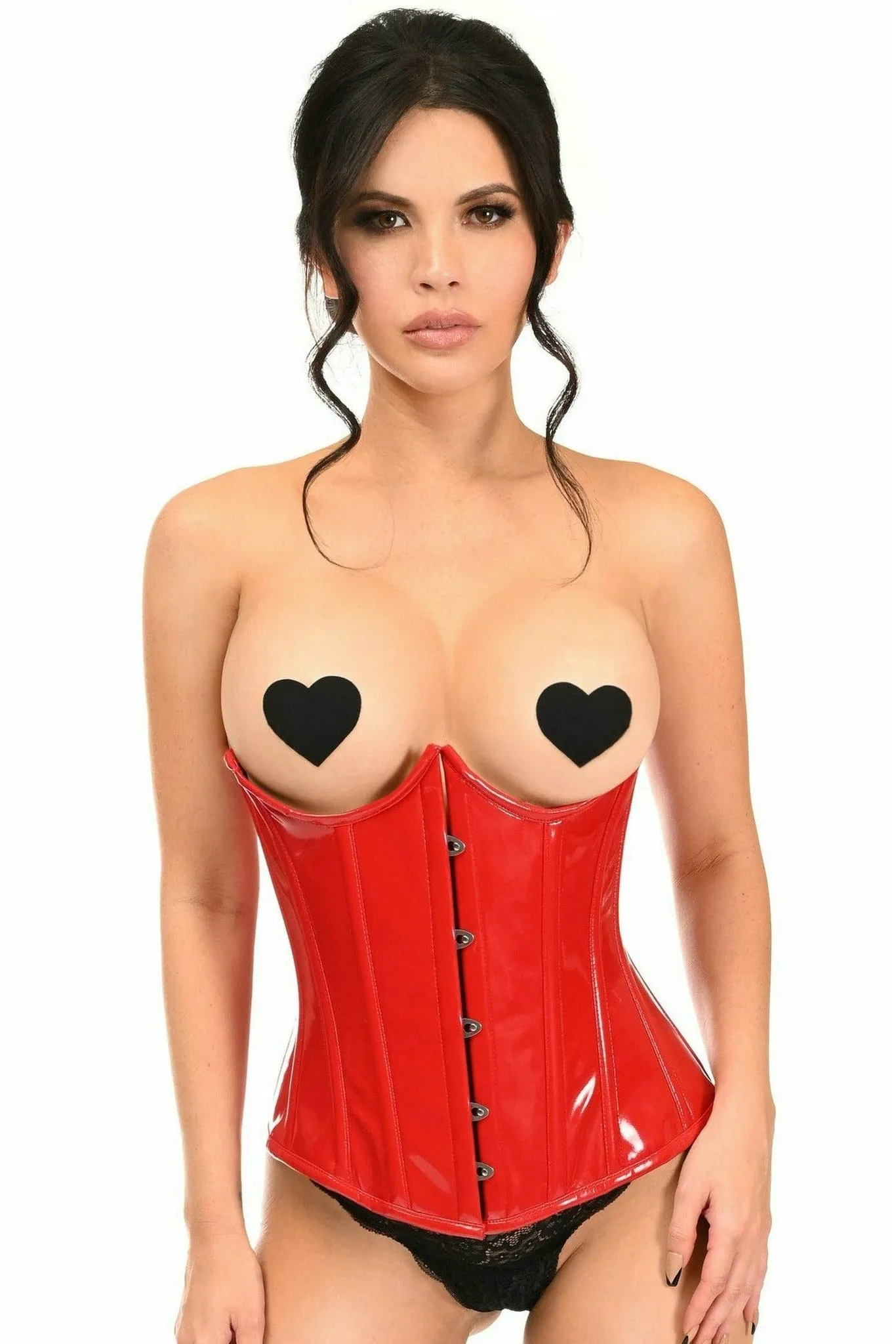 Lavish Red Patent PVC Underwire Underbust Corset by Daisy Corsets in Size S, M, L, XL, 2X, 3X, 4X, 5X, or 6X