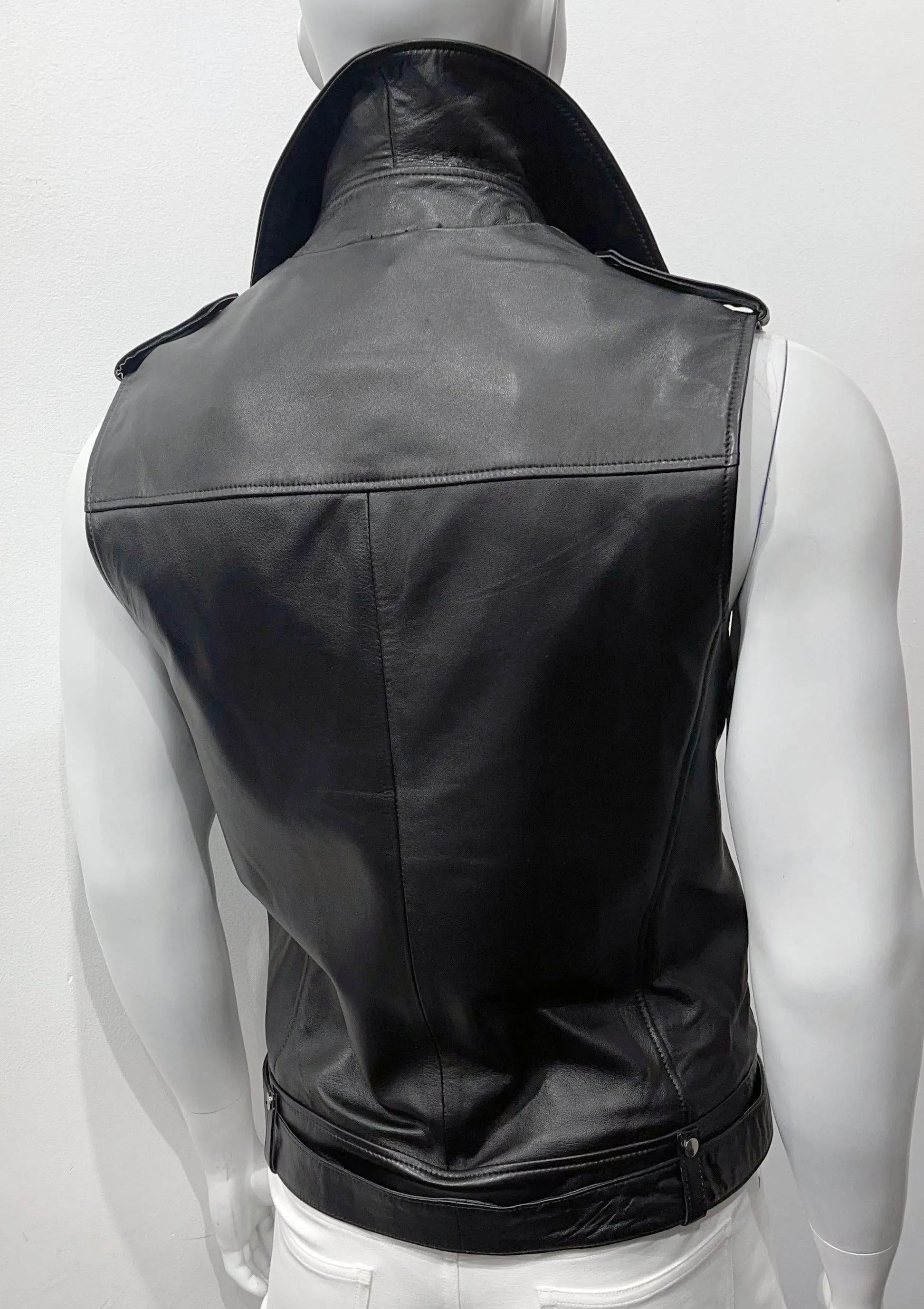 Leather Moto Vest (Black)